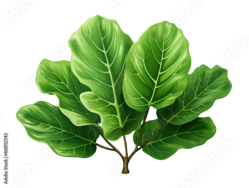 High-quality illustration of a lush green leaves plant with detailed texture, perfect for botanical designs or natural-themed projects.