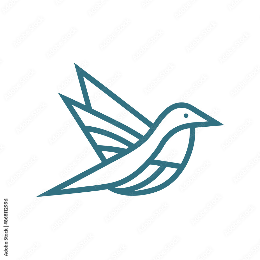 Obraz premium paper bird fly line art logo icon design template illustration.