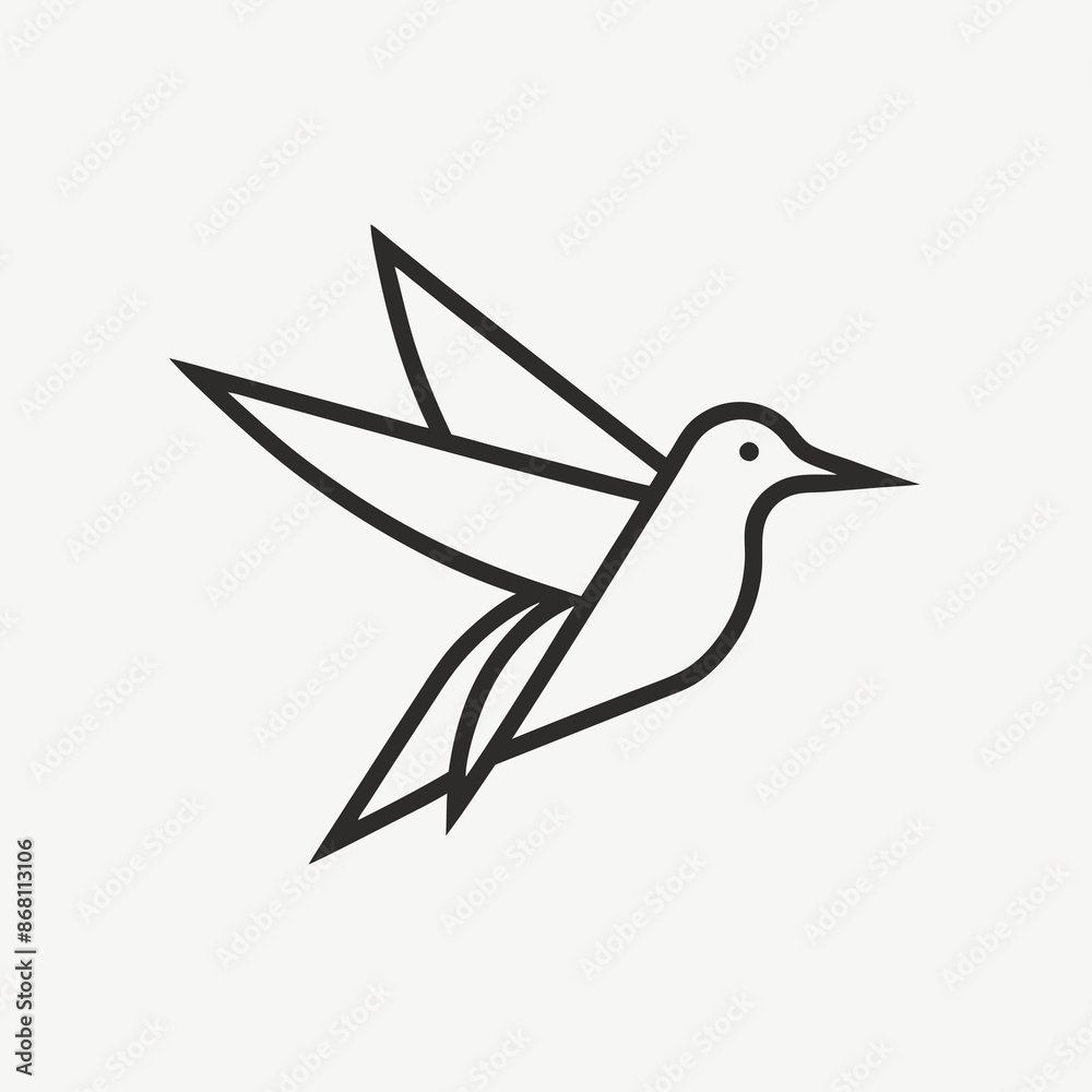 Fototapeta premium paper bird fly line art logo icon design template illustration.
