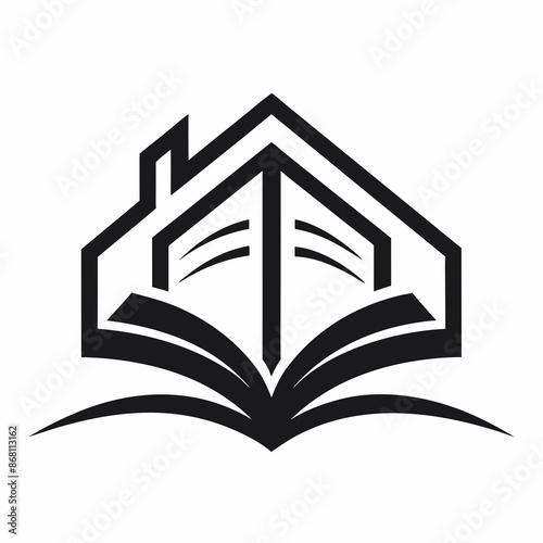 book house line logo icon design illustration.
