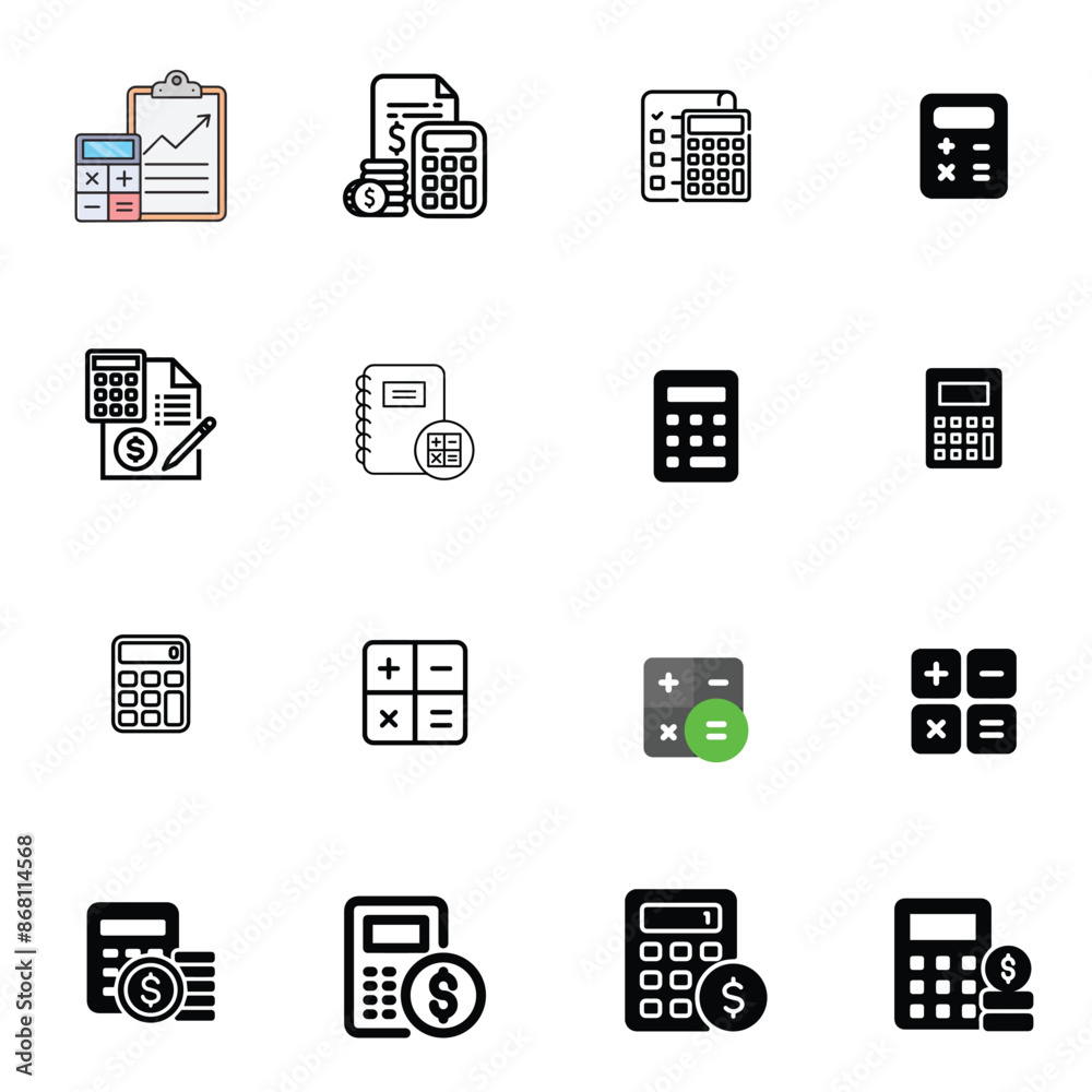 Calculator icon set design Calculator icon set design