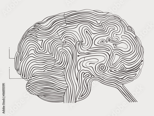 Pulse of the Mind: An Abstract Representation of Mental Health Through a Pulsing Brain Outline in a One-Line Drawing