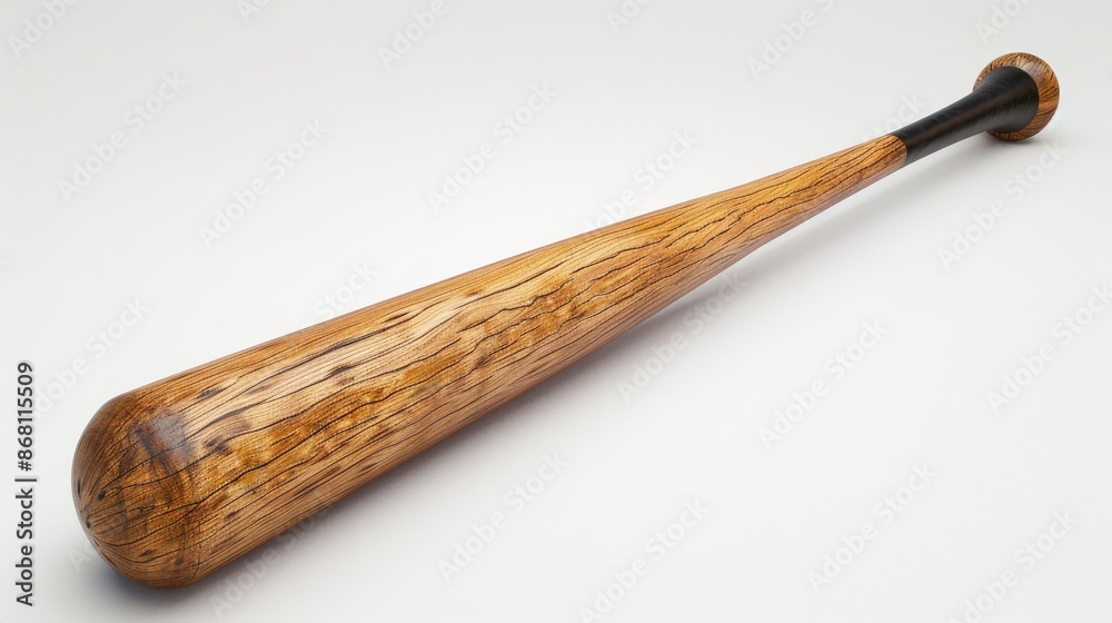 Wooden baseball bat on white background
