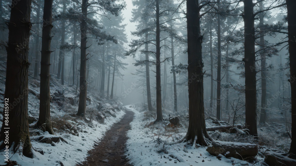 Fototapeta premium Snowy Forest Path.