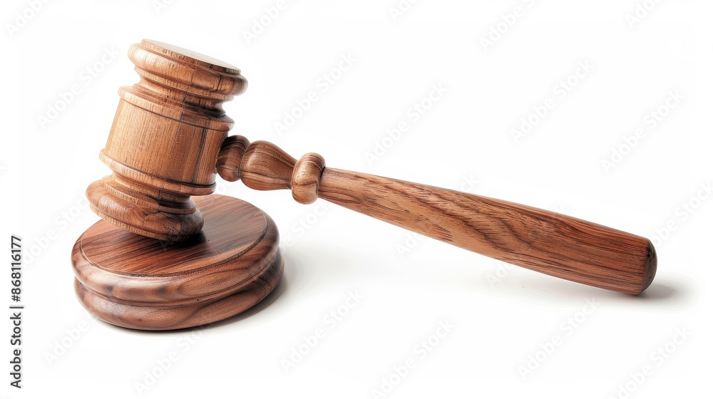 Wooden judge gavel on white background, legal concept Wooden judge gavel on white background, legal concept