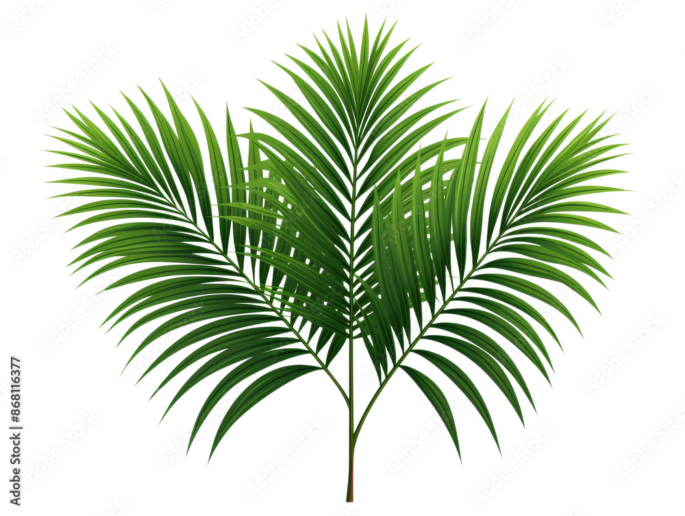 Vibrant green palm leaves isolated on a white background, perfect for botanical design and tropical-themed projects. Vibrant green palm leaves isolated on a white background, perfect for botanical design and tropical-themed projects.