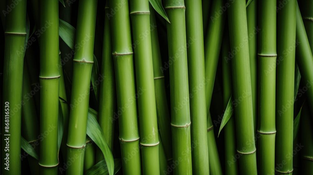 Vibrant closeup of lush green bamboo leaves in a tropical setting. Vibrant closeup of lush green bamboo leaves in a tropical setting.