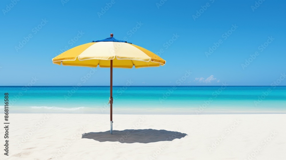 Vibrant beach umbrella providing shade and style for sunny days by the water. Vibrant beach umbrella providing shade and style for sunny days by the water.