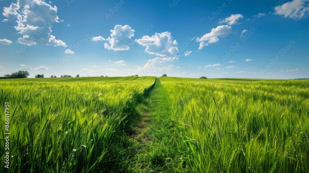path through a green grass field background illustration generated by ai path through a green grass field background illustration generated by ai