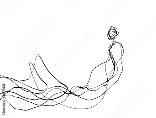 Journey of Healing: A Line Unfurling Over Time - A Minimalist Illustration Symbolizing Recovery and Renewal