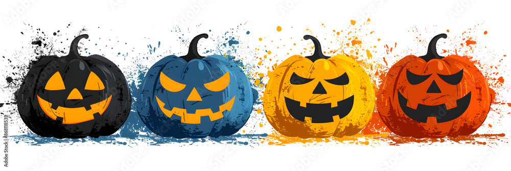Bunte Halloweenkürbisse, made by AI Bunte Halloweenkürbisse, made by AI