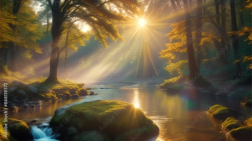 sun rays in the forest ganrative.ai