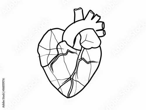 Unbreakable Spirit: Line Art Depicting the Strength of a Recovering Heart