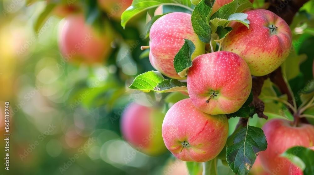 Apple tree with branches full of ripe apples ready to be picked Apple tree with branches full of ripe apples ready to be picked