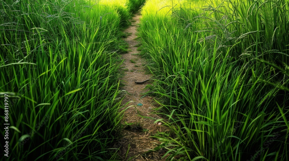 path through a green grass field background illustration generated by ai path through a green grass field background illustration generated by ai