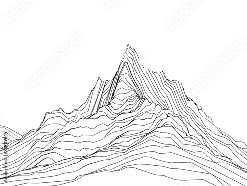 Pinnacle of Financial Success: A Single-Line Silhouette of Mountain Peak Representing Financial Triumph
