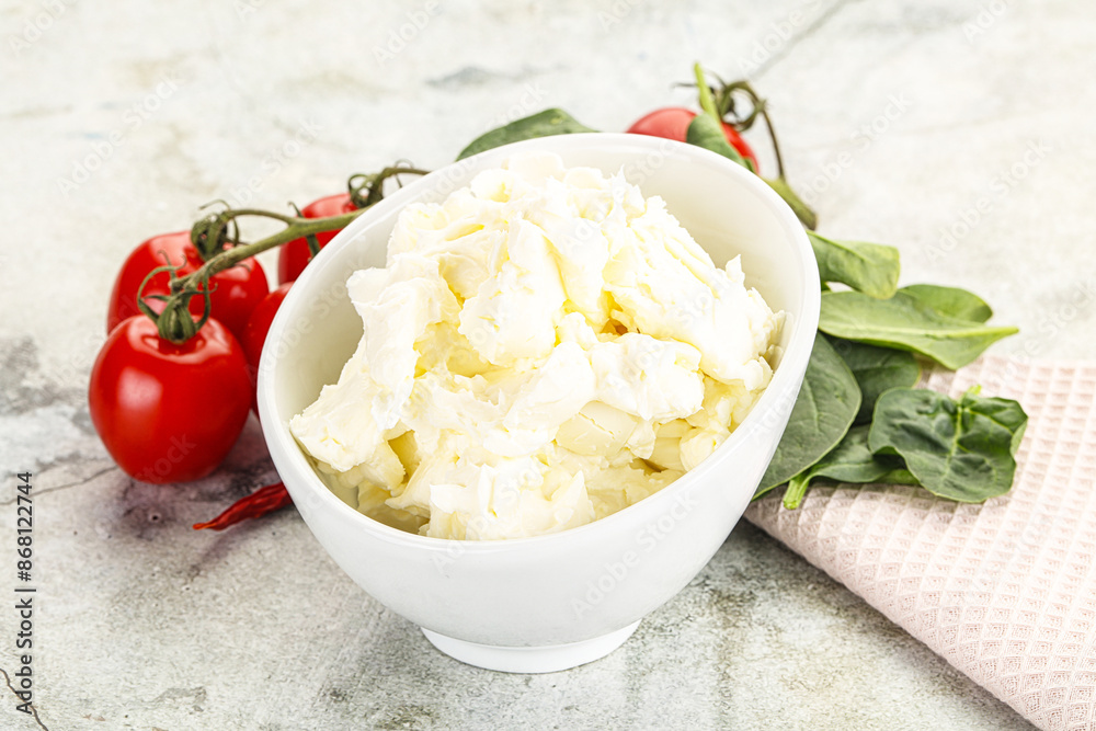 Soft cream cheese in the bowl Soft cream cheese in the bowl