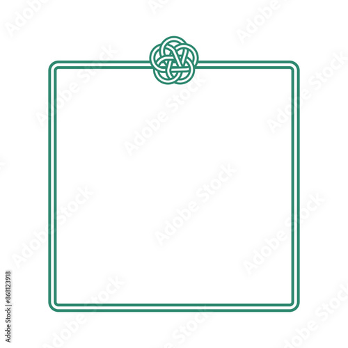 緑色正方形水引フレーム_梅結び(上)_単品