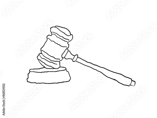 Minimalist Vector Illustration of Gavel: Symbolic of Power, Authority, Law, and Justice