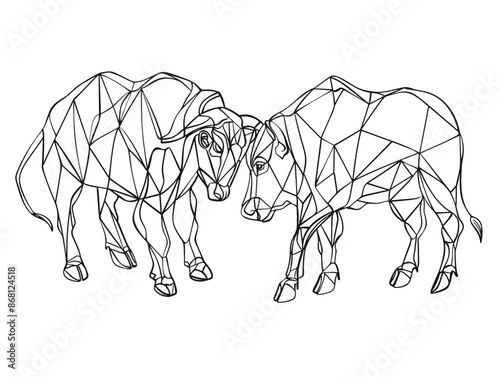 Bull and Bear: The Eternal Dance of the Stock Market - One-Line Drawing