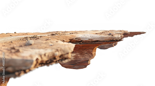 illustration with cut of the ground and the desert road floating in the air, isolated on white background