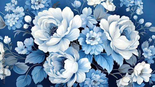 blue and white flowers HD 8K wallpaper Stock Photographic image