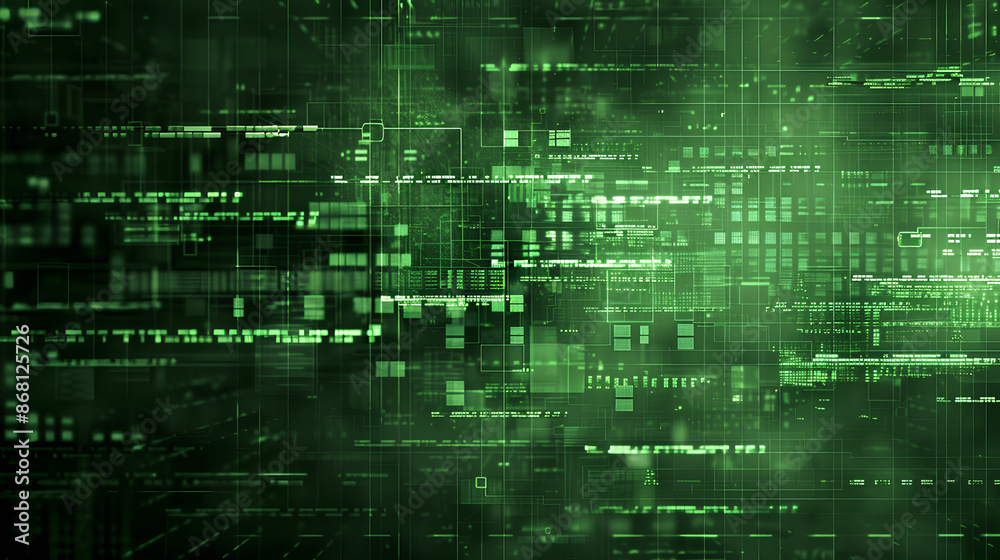 Abstract tech background. Retro green monochrome phosphor monitor display with pixel sorting glitch effect Abstract tech background. Retro green monochrome phosphor monitor display with pixel sorting glitch effect