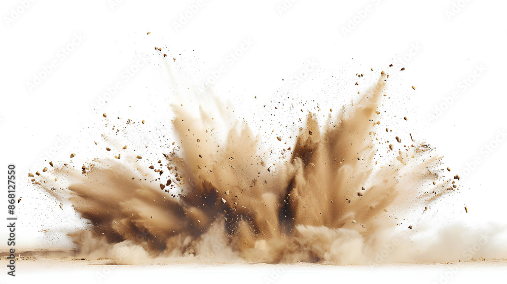 dry sand explosion isolated on white background dry sand explosion isolated on white background
