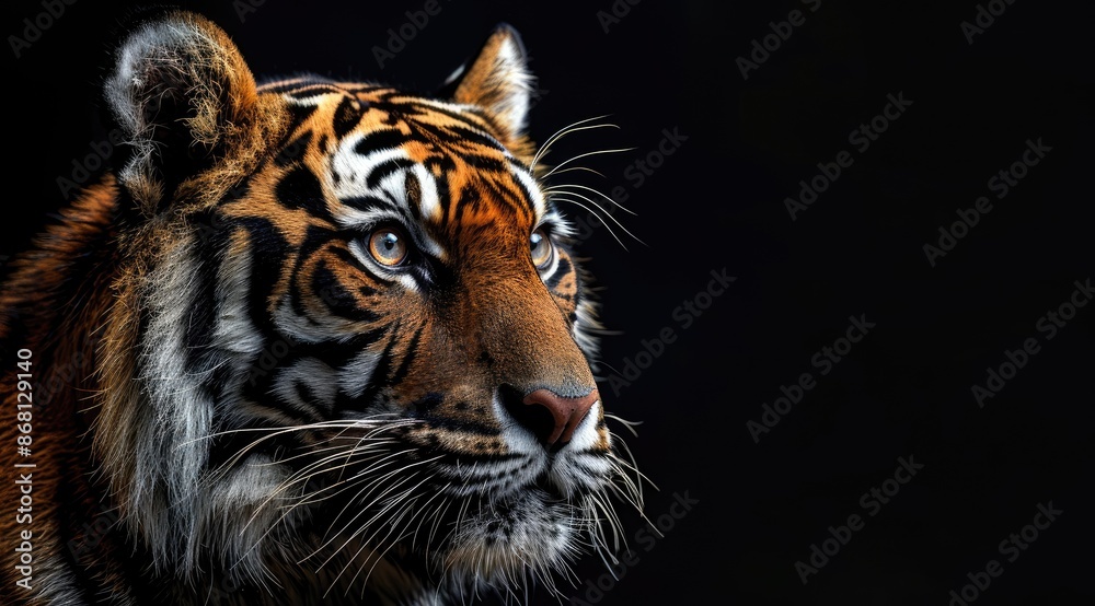 Fototapeta premium A majestic tiger against a black background