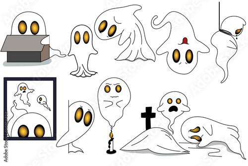 Ghost party Spooky Ghost Gang Ghostly Friends Frightening Phantoms Boo Crew Halloween Haunt Ghostly Gathering Spooky Spirits Scary Shadows 