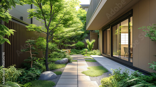 住宅の庭の建築パース｜外構計画 photo