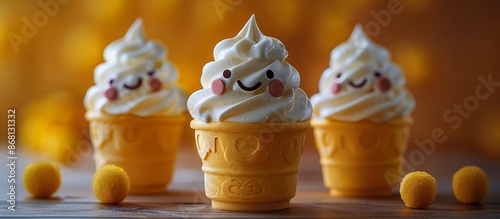 ice cream with smiling face photo