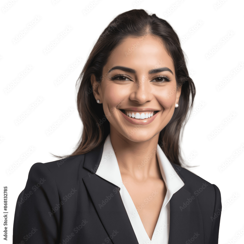 portrait of a smiling hispanic businesswoman in black suit isolated on transparent background portrait of a smiling hispanic businesswoman in black suit isolated on transparent background