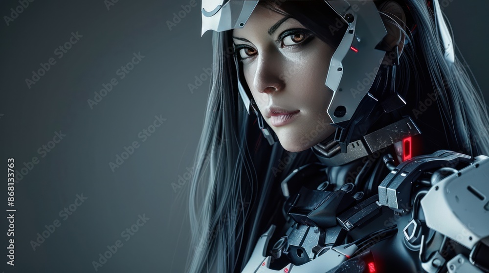 Cyberpunk woman robot android cyborg character Sci-fi army technology background wallpaper AI generated image Cyberpunk woman robot android cyborg character Sci-fi army technology background wallpaper AI generated image