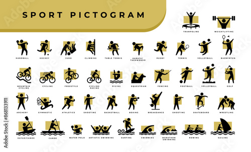sport icon pictogram set. collection of various sport icon templates.