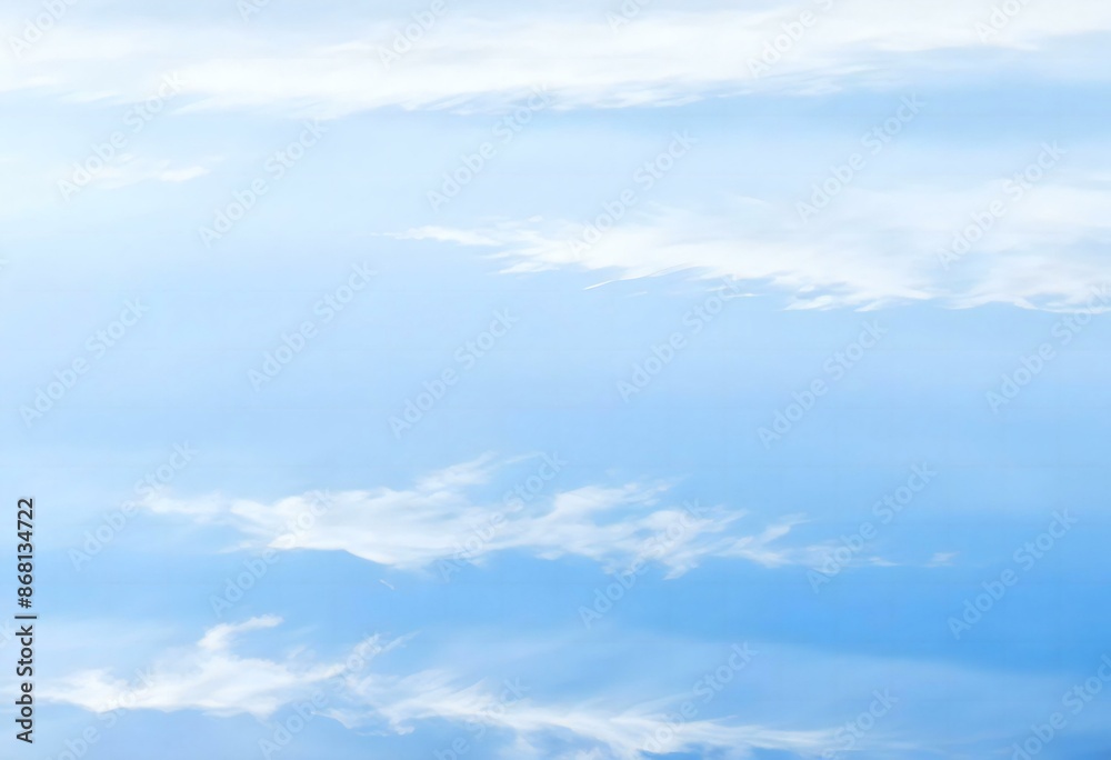 Blue sky with wispy clouds reflected in water,Clean Blue sky Background Blue sky with wispy clouds reflected in water,Clean Blue sky Background