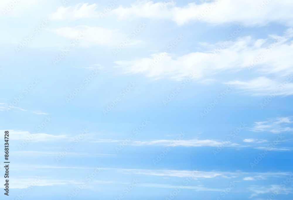 Blue sky with wispy clouds reflected in water,Clean Blue sky Background Blue sky with wispy clouds reflected in water,Clean Blue sky Background