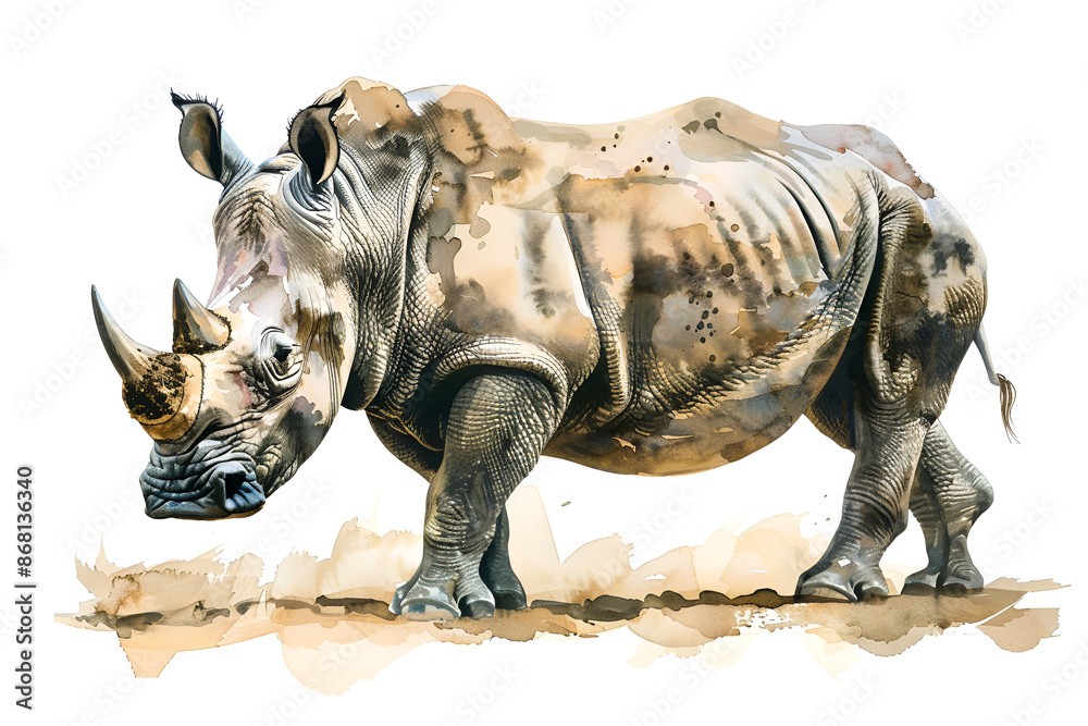 Obraz premium rhino isolated on white background, Generative AI