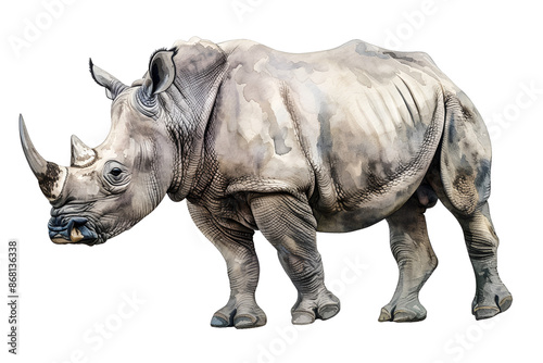 rhino isolated on white background, Generative AI