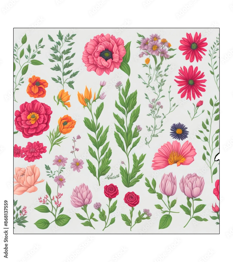 set of flowers set of flowers