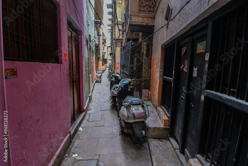 Beautiful colorful narrow alleys of Varanasi