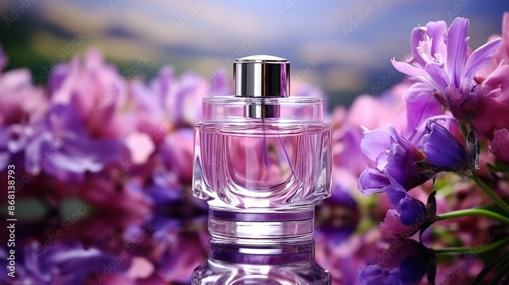perfume bottle and pink rose perfume bottle and pink rose