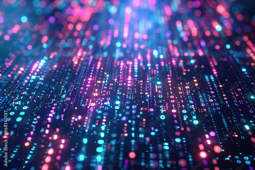3D rendering of digital binary code network conveying connectivity 3D rendering of digital binary code network conveying connectivity