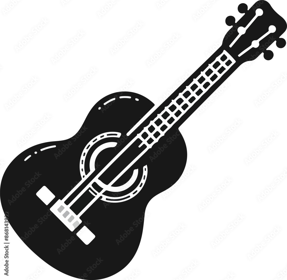 Fototapeta premium Hand drawn Simple vector guiter illustration with white background