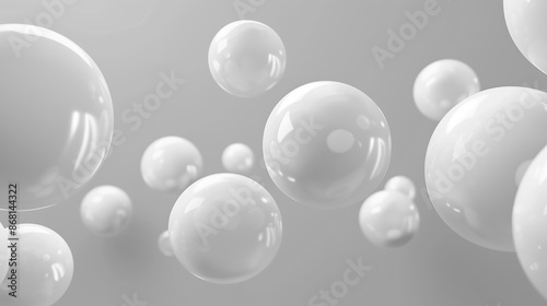 White spherical balls a neutral gray background