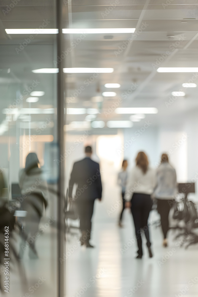 Fototapeta premium office in white blurry background subtle people blurry