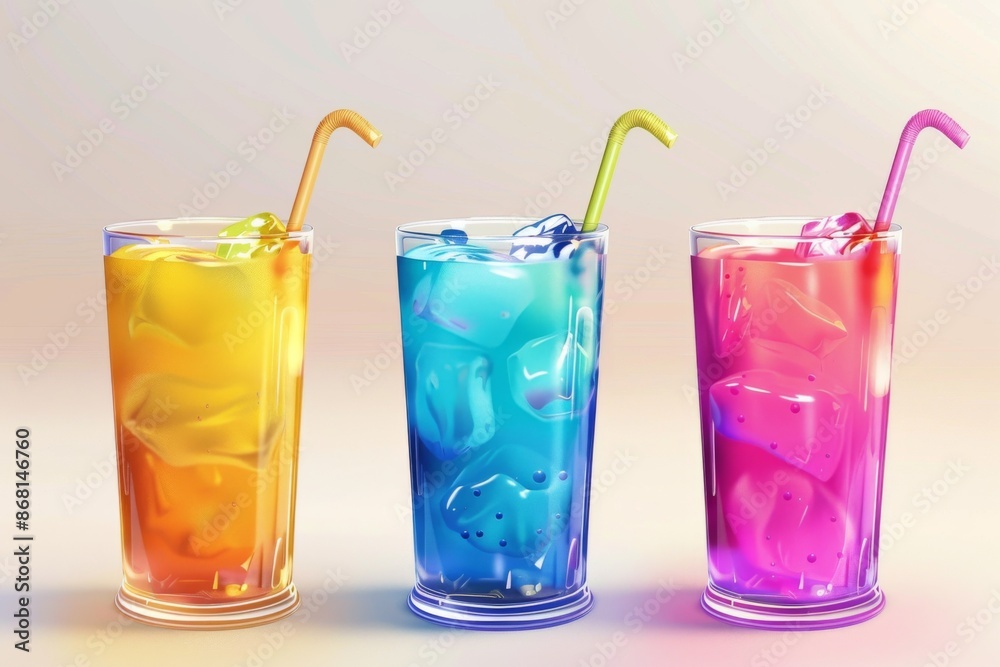 Duo of drinks, distinguished by their contrasting orange and lime tones, both presented with straws for a convenient, refreshing experience Duo of drinks, distinguished by their contrasting orange and lime tones, both presented with straws for a convenient, refreshing experience
