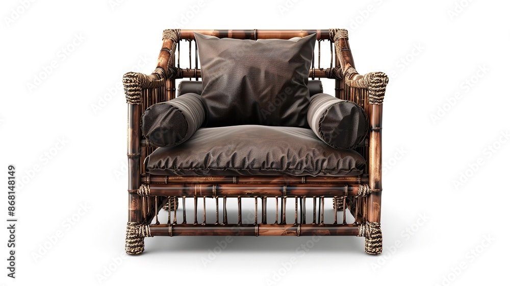 Luxury Glowing Dark Brown Bamboo Chair Set on White Background
Luxury Glowing Dark Brown Bamboo Chair Set on White Background