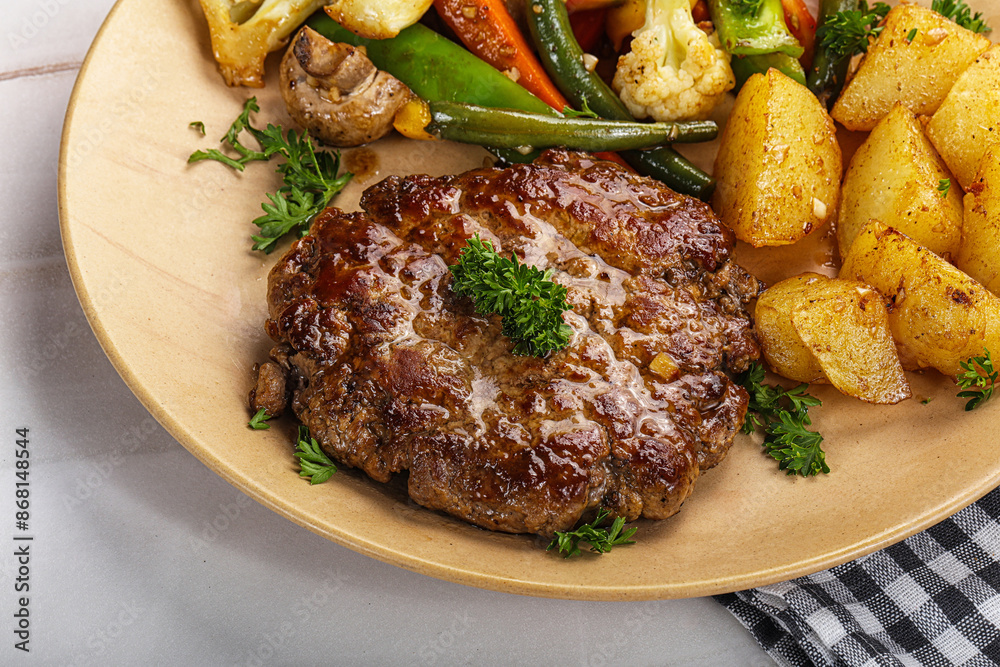 Roasted beef steak with potato Roasted beef steak with potato