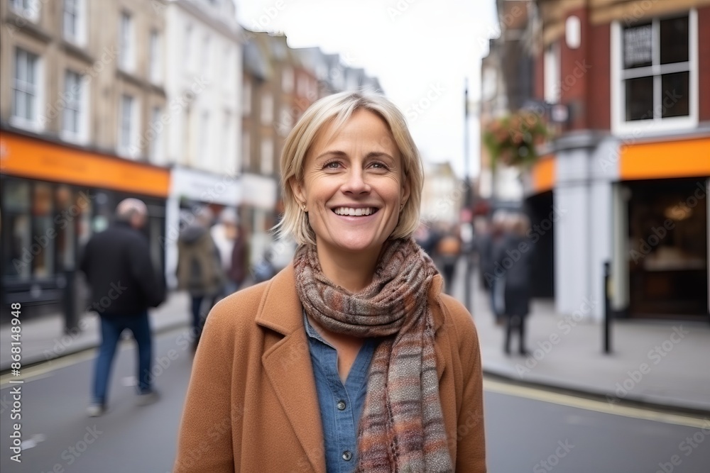Portrait of a happy mature woman in a street in London, UK